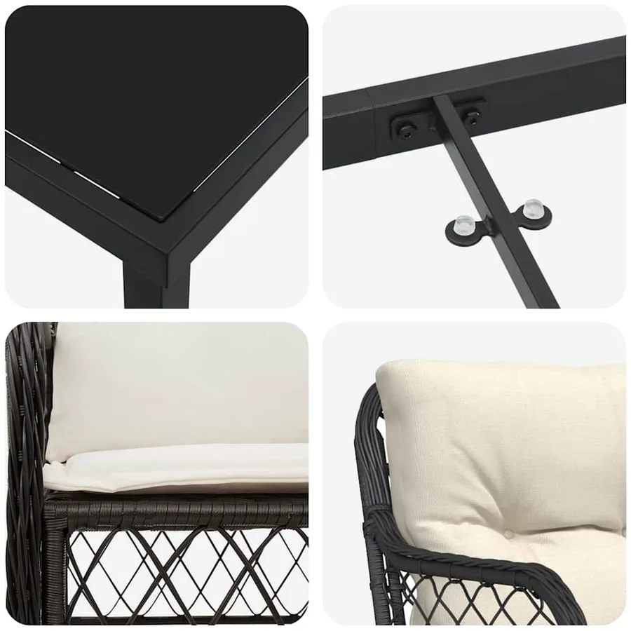Ensemble de salle à manger pour jardin 5 pcs Noir polyrotin - 7