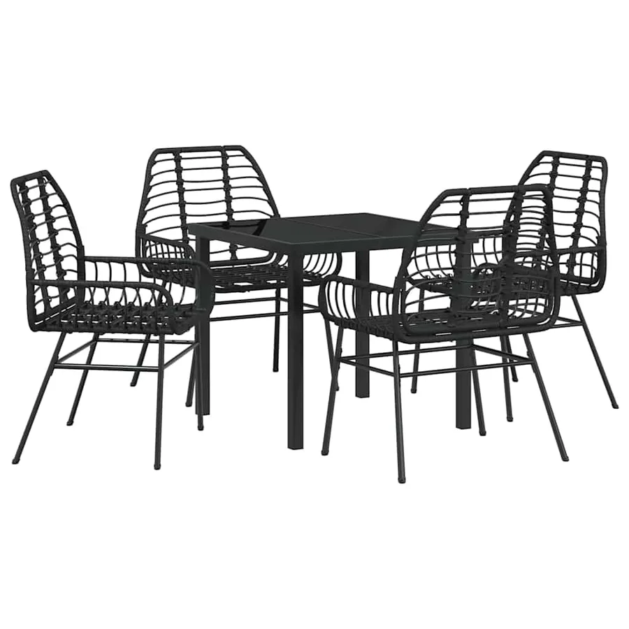 Ensemble de salle à manger pour jardin 5 pcs Noir polyrotin - 2
