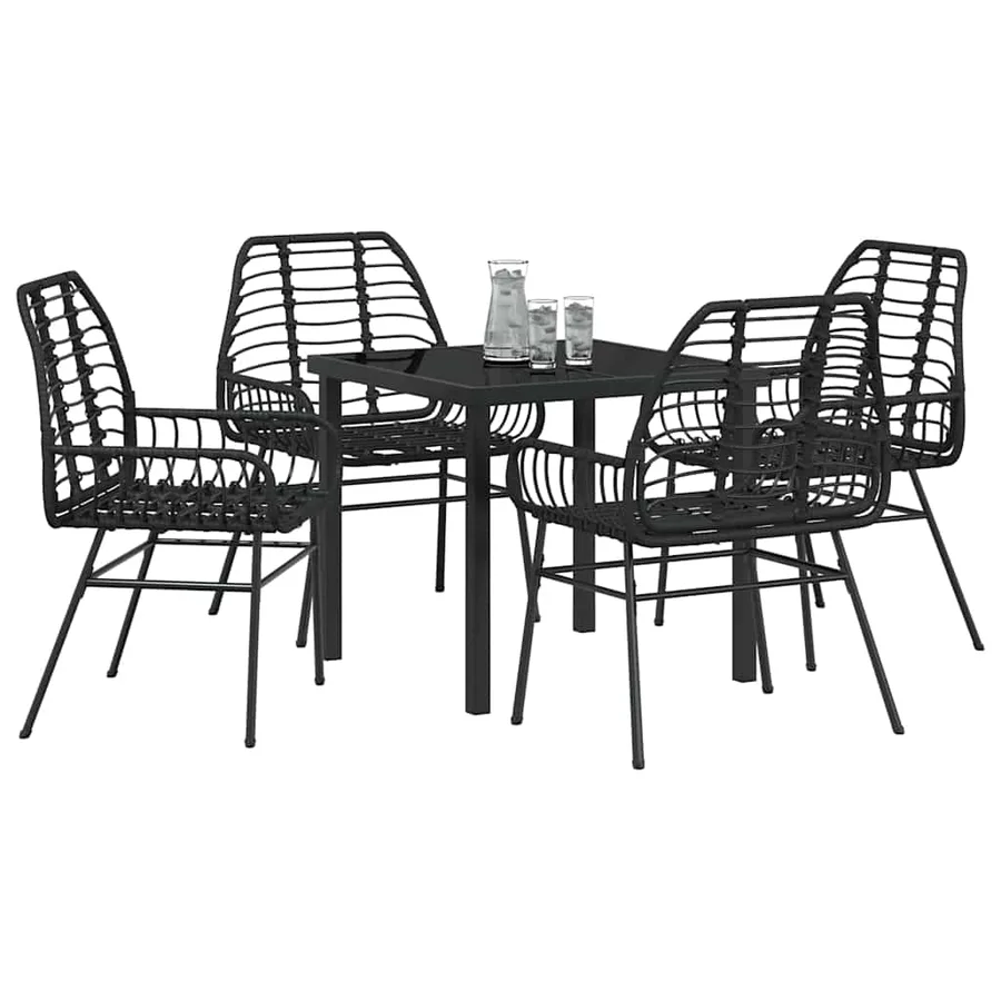 Ensemble de salle à manger pour jardin 5 pcs Noir polyrotin - 3