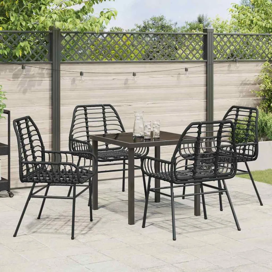 Ensemble de salle à manger pour jardin 5 pcs Noir polyrotin - 4