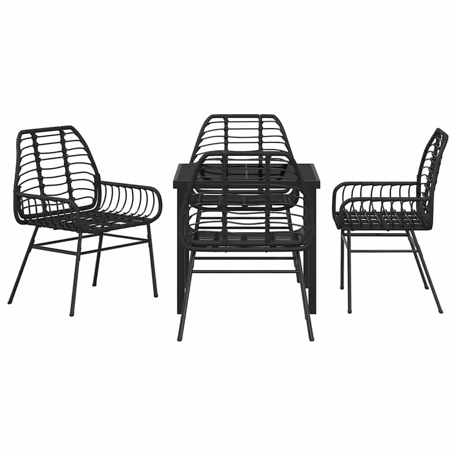Ensemble de salle à manger pour jardin 5 pcs Noir polyrotin - 7