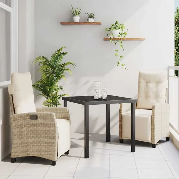 Ensemble de salle à manger pour jardin 3 pcs Beige polyrotin
