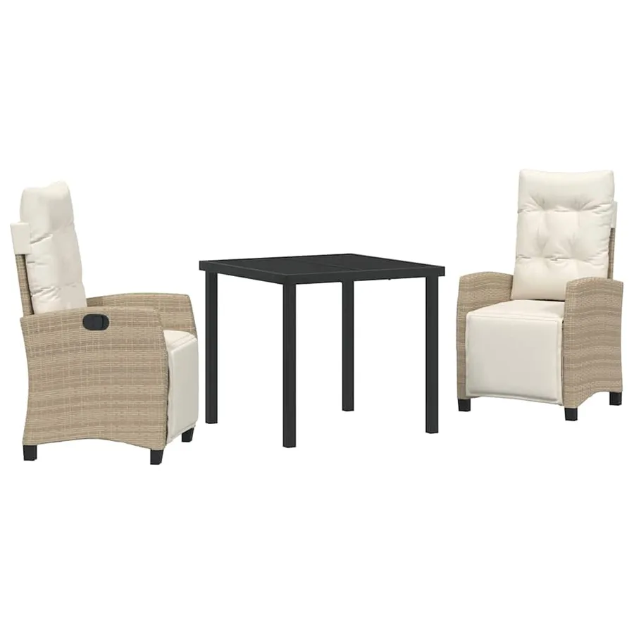 Ensemble de salle à manger pour jardin 3 pcs Beige polyrotin - 2