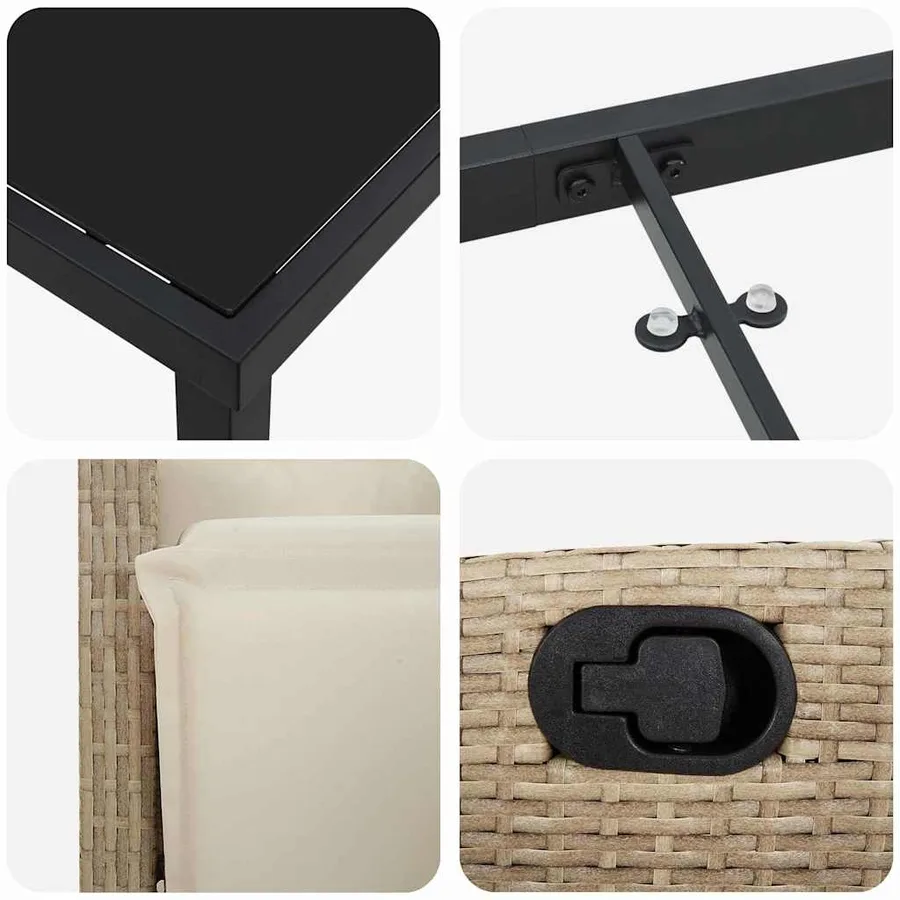 Ensemble de salle à manger pour jardin 3 pcs Beige polyrotin - 9