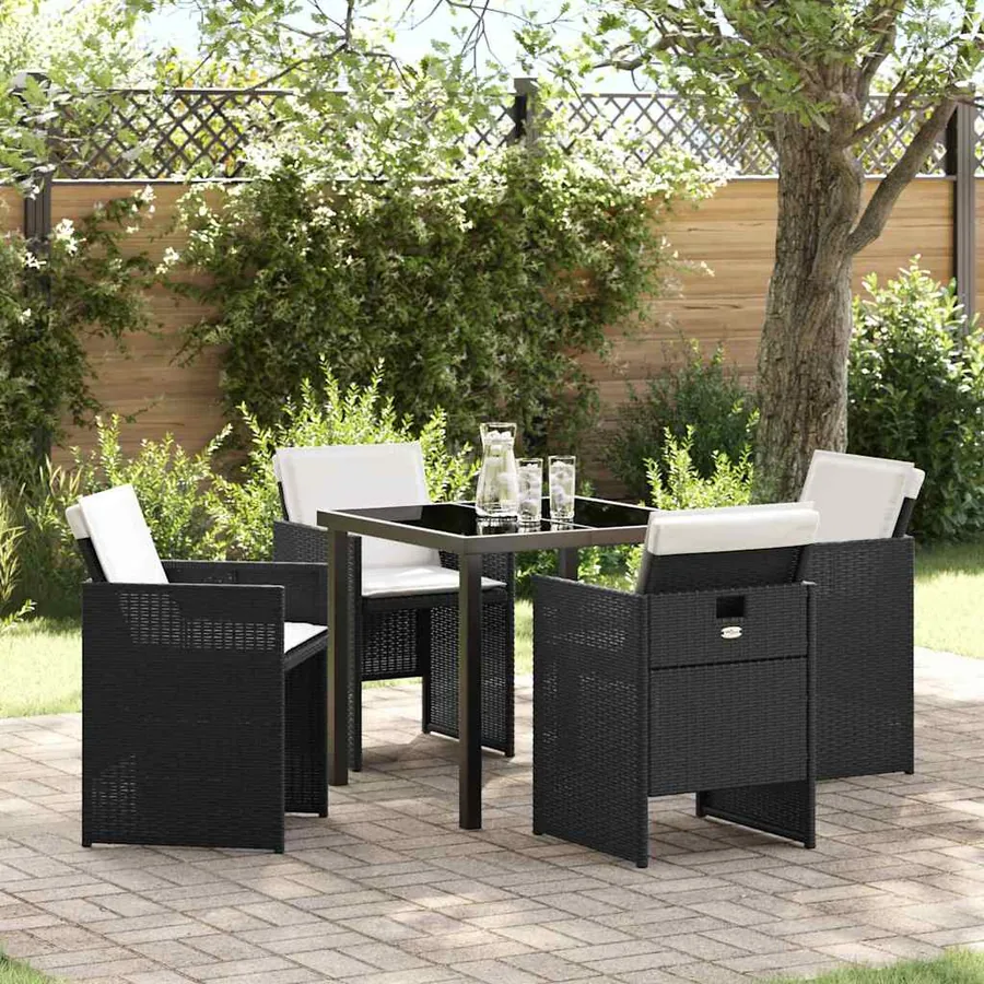 Ensemble de salle à manger pour jardin 5 pcs Noir polyrotin