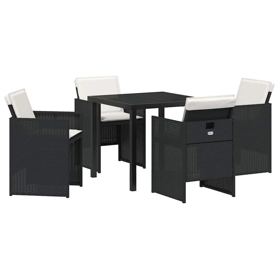 Ensemble de salle à manger pour jardin 5 pcs Noir polyrotin - 2
