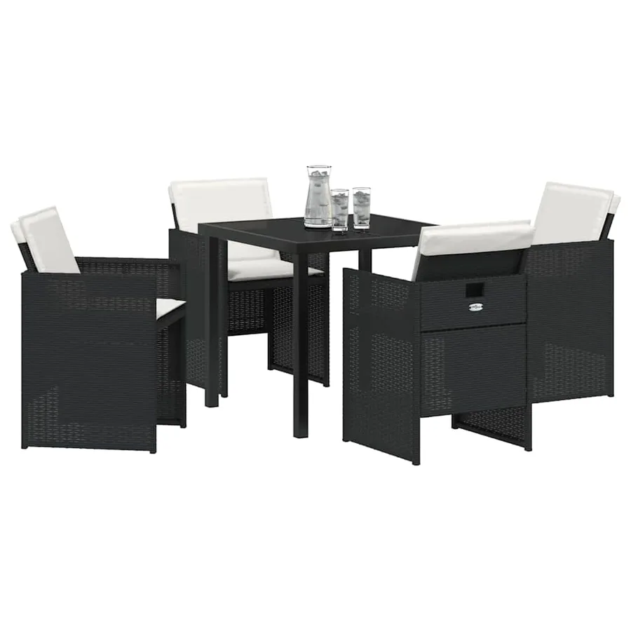 Ensemble de salle à manger pour jardin 5 pcs Noir polyrotin - 3