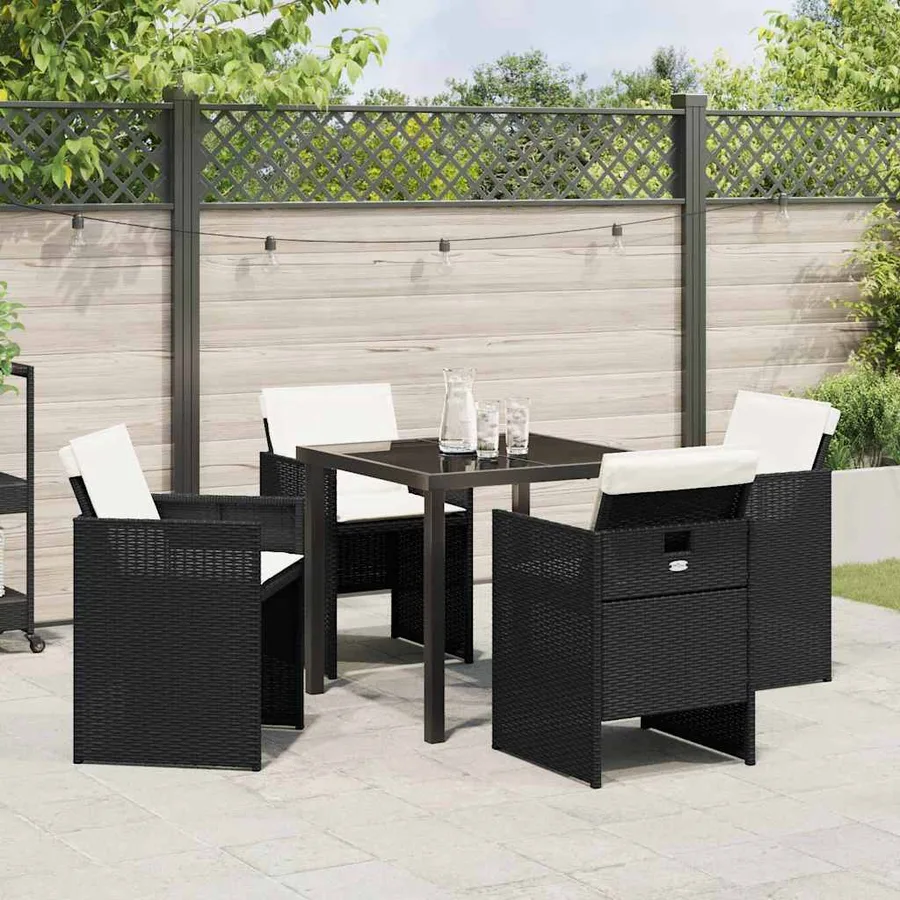 Ensemble de salle à manger pour jardin 5 pcs Noir polyrotin - 4