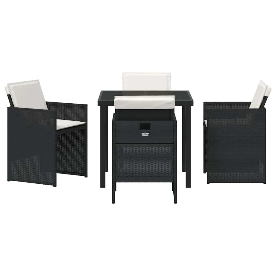 Ensemble de salle à manger pour jardin 5 pcs Noir polyrotin - 7