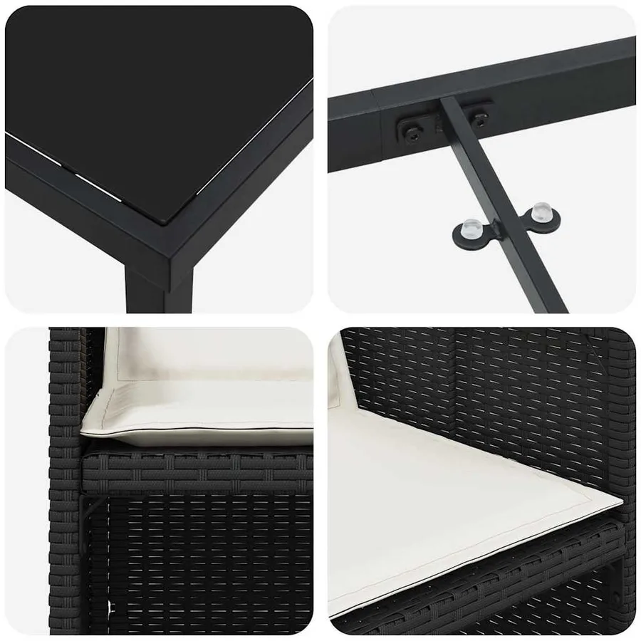 Ensemble de salle à manger pour jardin 5 pcs Noir polyrotin - 9