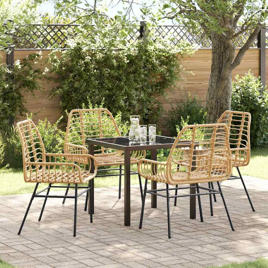 Ensemble de salle à manger pour jardin 5 pcs Marron polyrotin