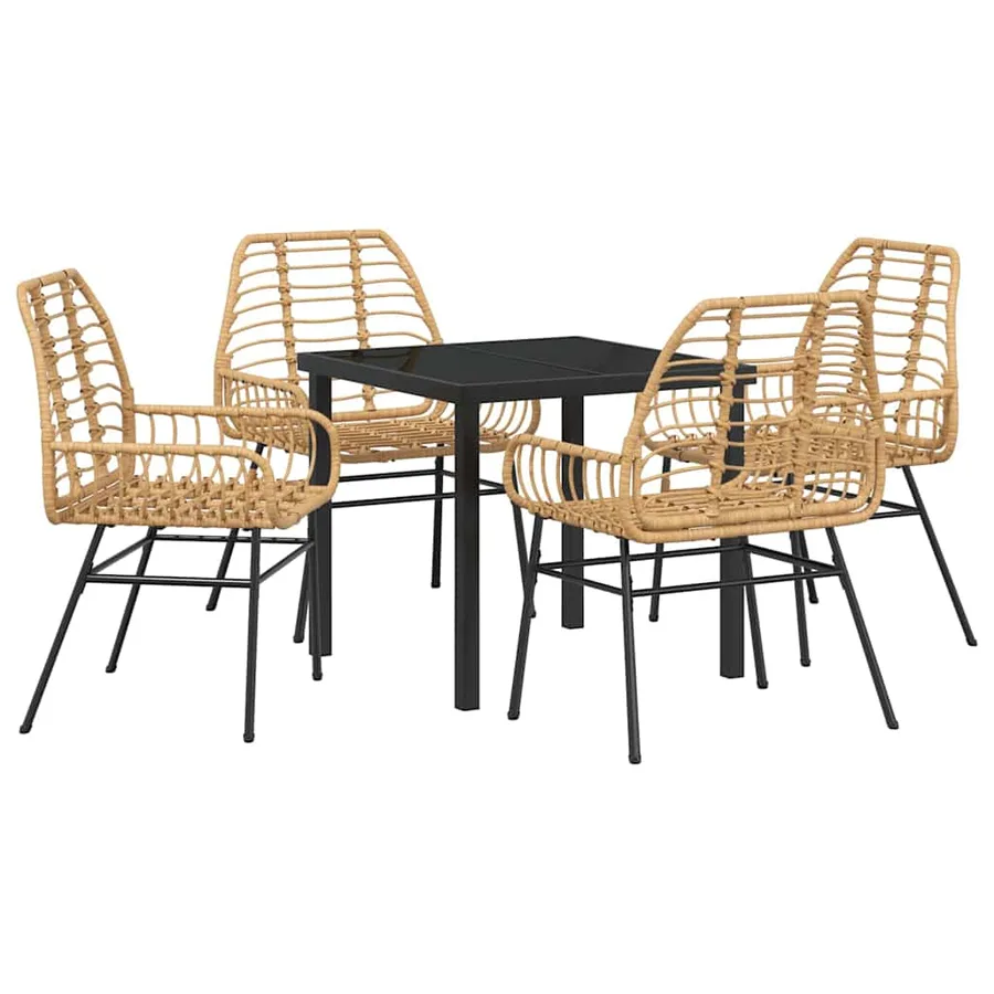 Ensemble de salle à manger pour jardin 5 pcs Marron polyrotin - 2
