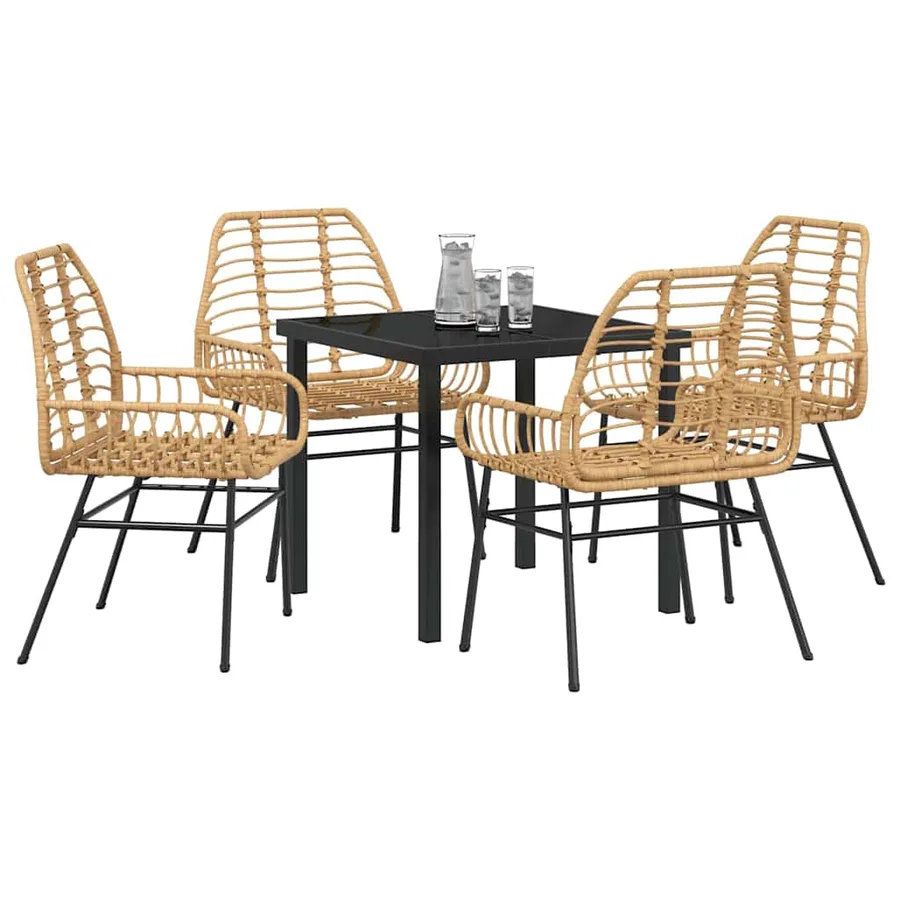 Ensemble de salle à manger pour jardin 5 pcs Marron polyrotin - 3