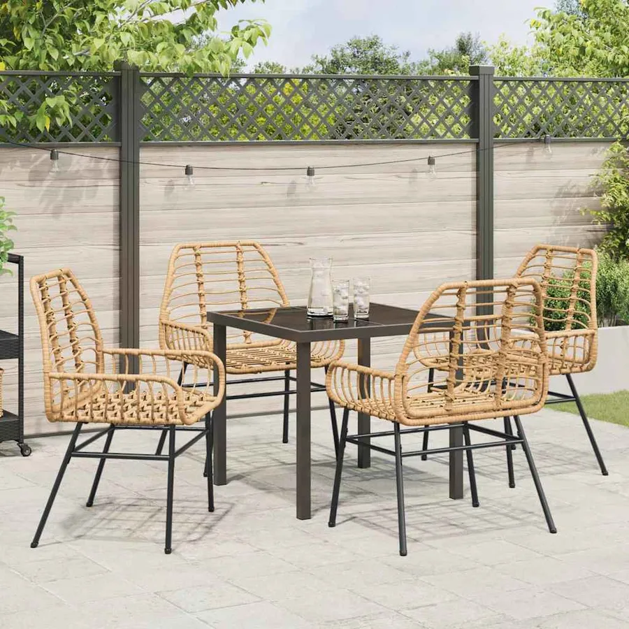 Ensemble de salle à manger pour jardin 5 pcs Marron polyrotin - 4