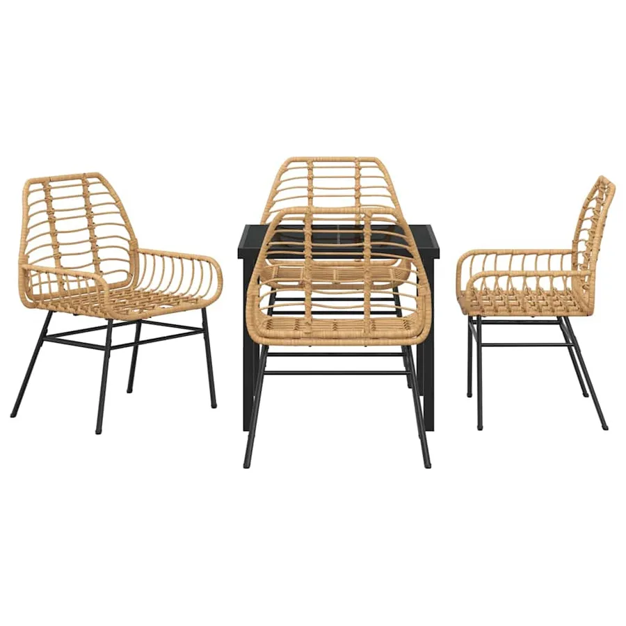 Ensemble de salle à manger pour jardin 5 pcs Marron polyrotin - 7