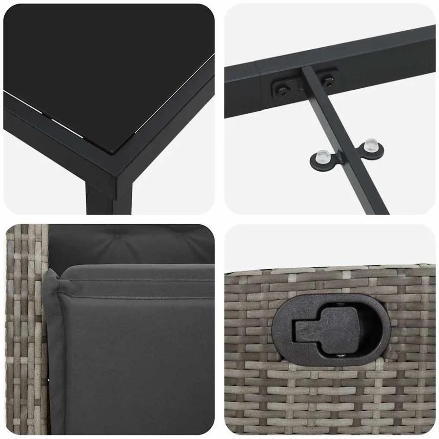 Ensemble de salle à manger pour jardin 3 pcs Gris polyrotin - 9