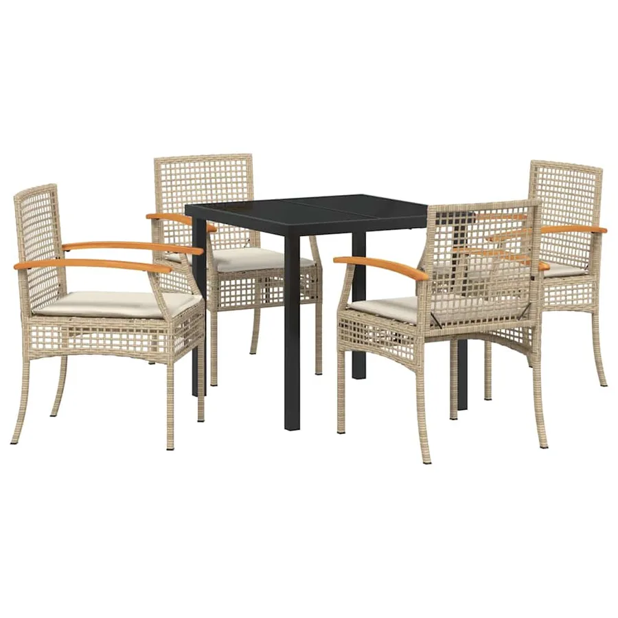 Ensemble de salle à manger pour jardin 5 pcs Beige et Noir - 2