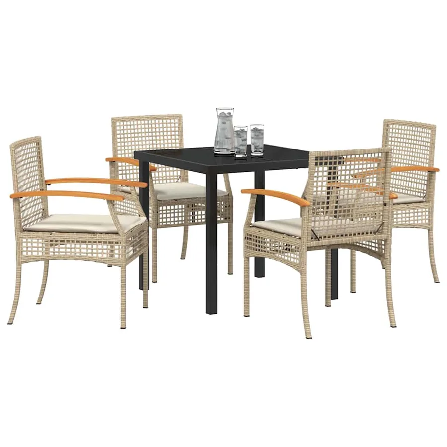Ensemble de salle à manger pour jardin 5 pcs Beige et Noir - 3