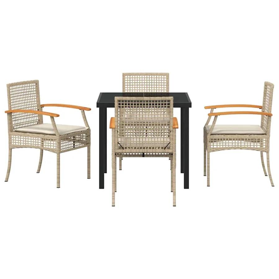 Ensemble de salle à manger pour jardin 5 pcs Beige et Noir - 7