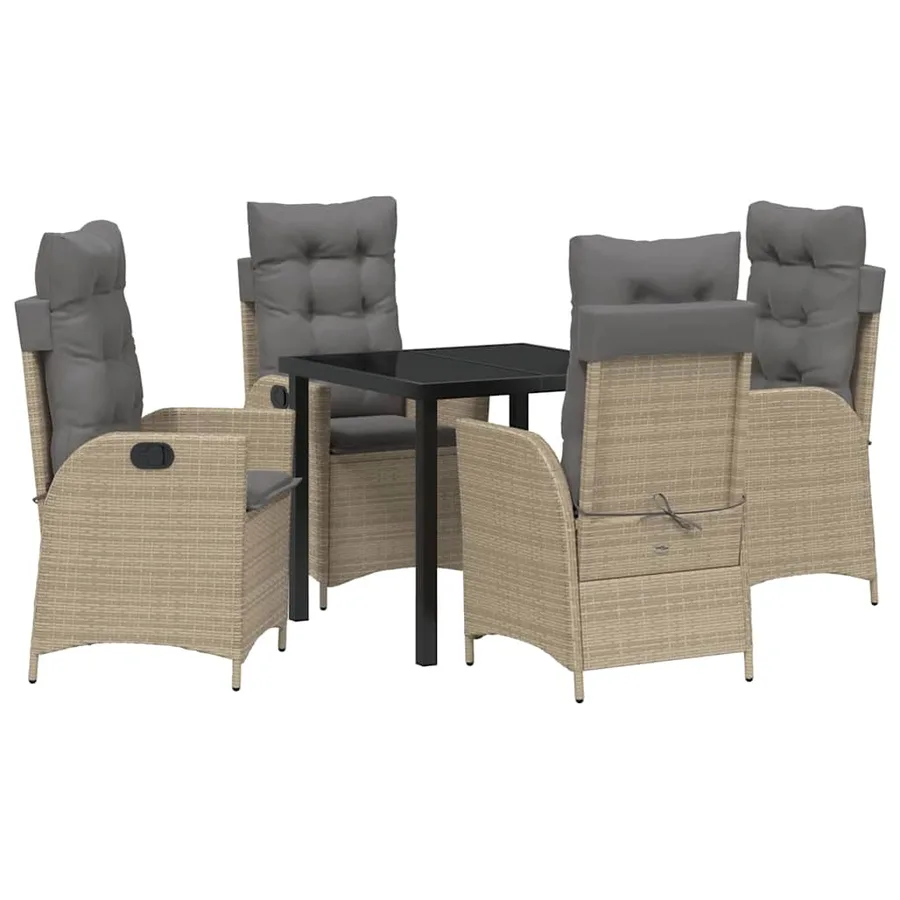 Ensemble de salle à manger pour jardin 5 pcs Beige polyrotin - 2