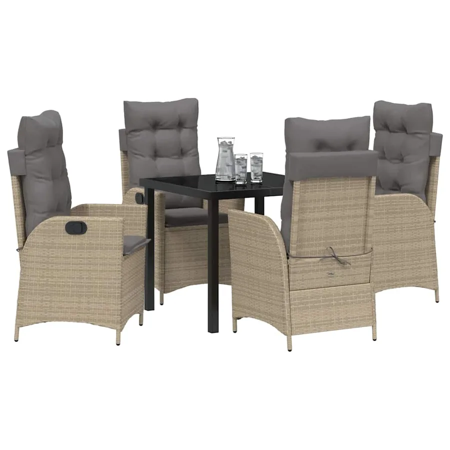Ensemble de salle à manger pour jardin 5 pcs Beige polyrotin - 3