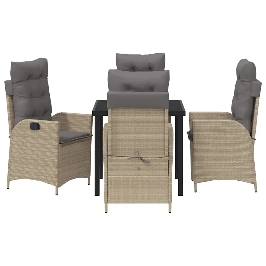 Ensemble de salle à manger pour jardin 5 pcs Beige polyrotin - 7