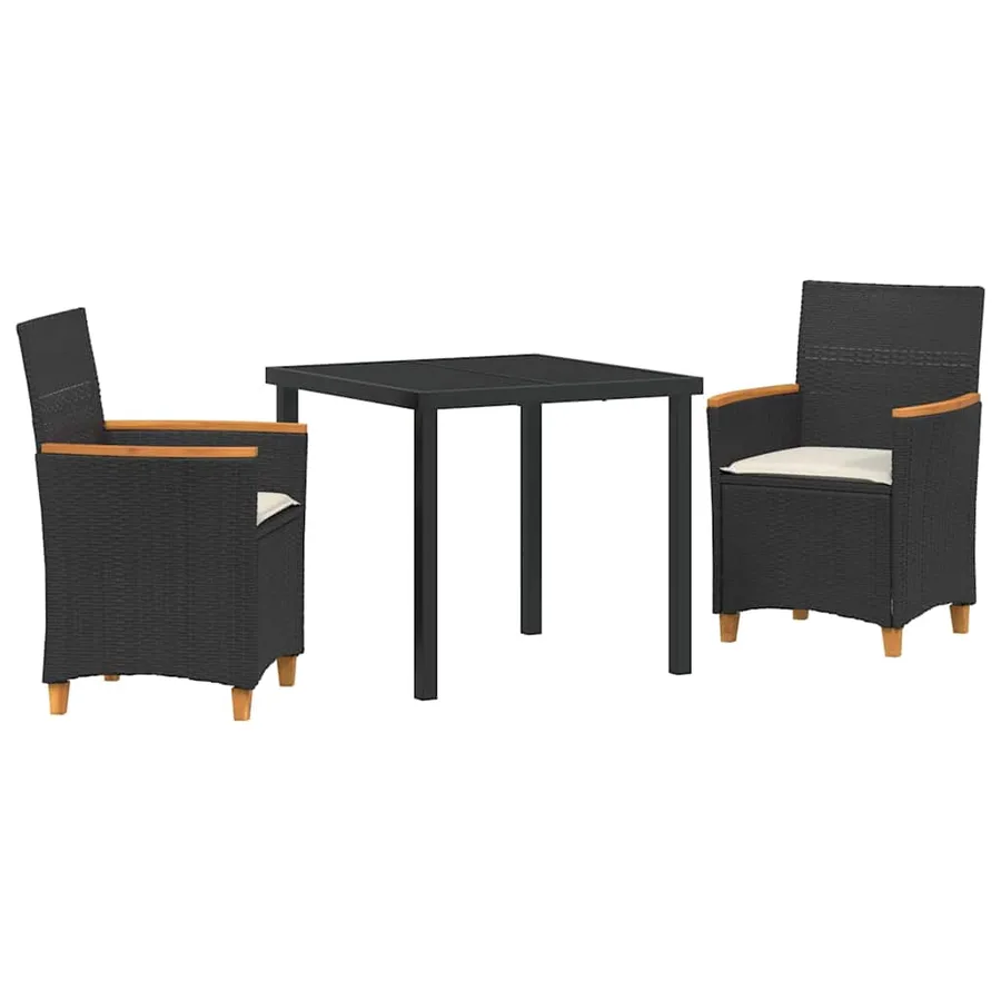 Ensemble de salle à manger pour jardin 3 pcs Noir polyrotin - 2