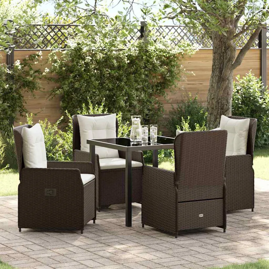 Ensemble de salle à manger pour jardin 5 pcs Marron polyrotin