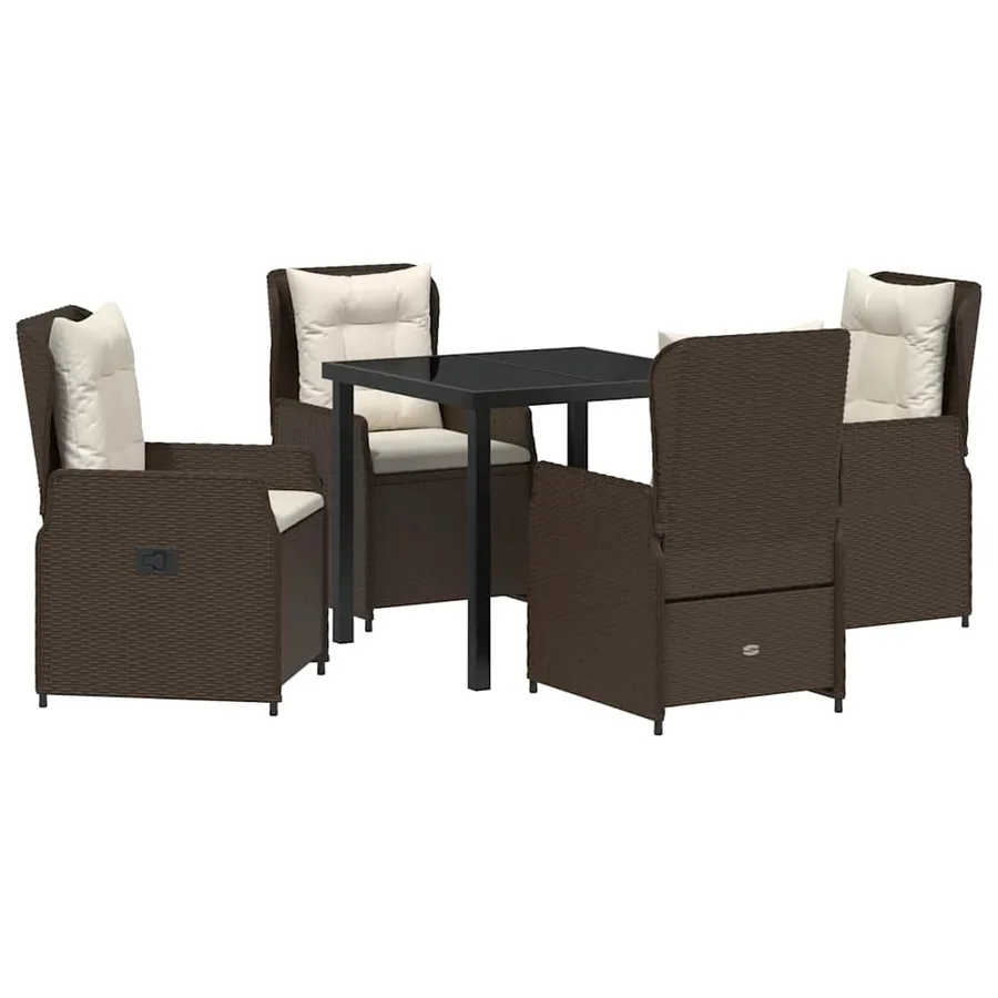 Ensemble de salle à manger pour jardin 5 pcs Marron polyrotin - 2
