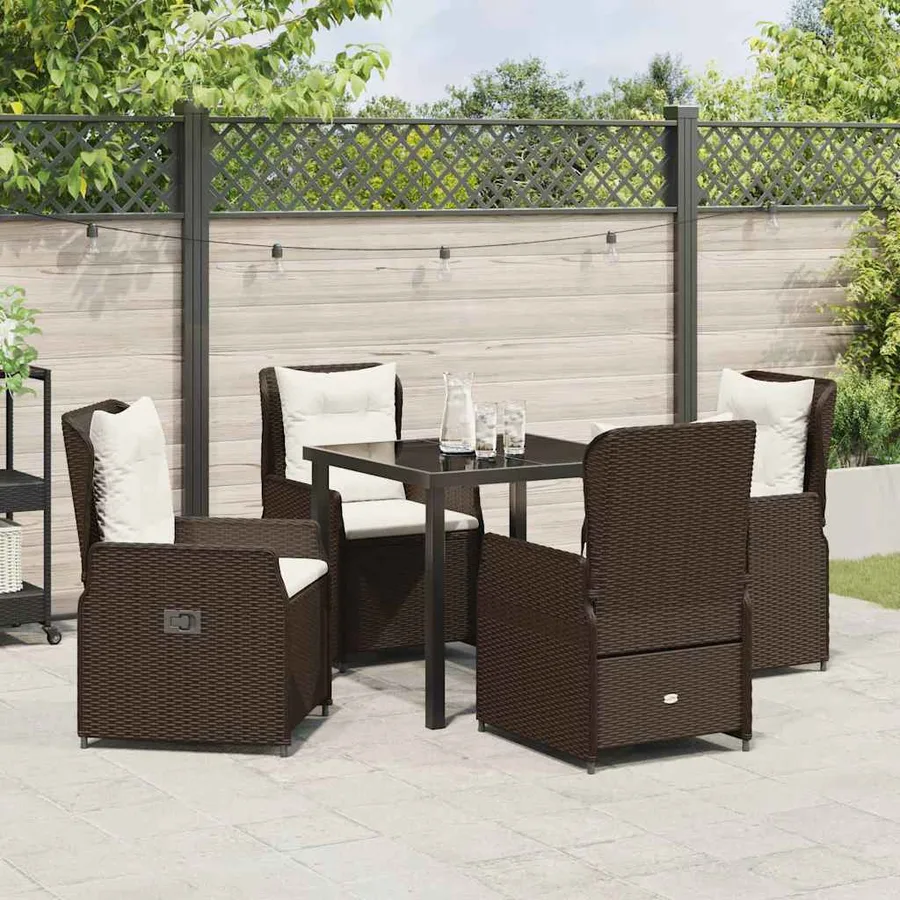 Ensemble de salle à manger pour jardin 5 pcs Marron polyrotin - 4