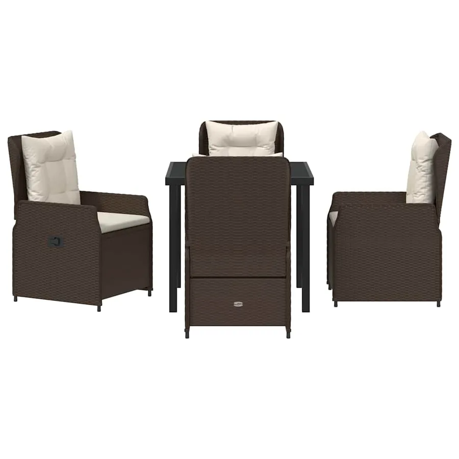 Ensemble de salle à manger pour jardin 5 pcs Marron polyrotin - 7