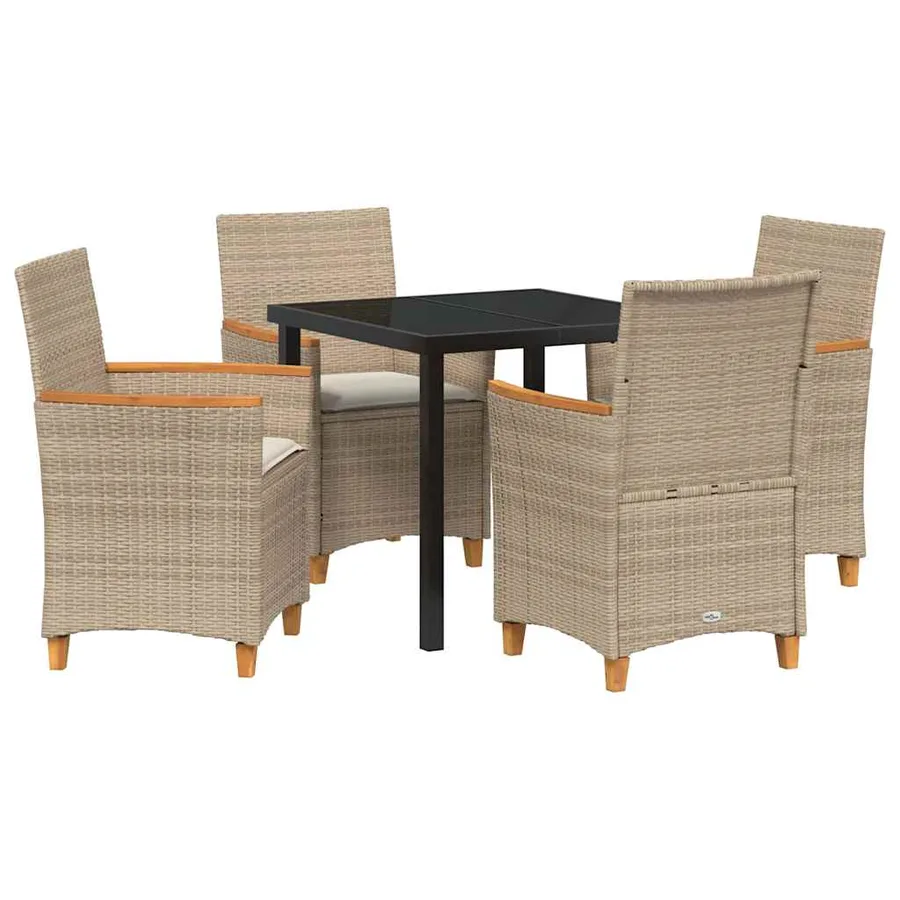 Ensemble de salle à manger pour jardin 5 pcs Beige polyrotin - 2