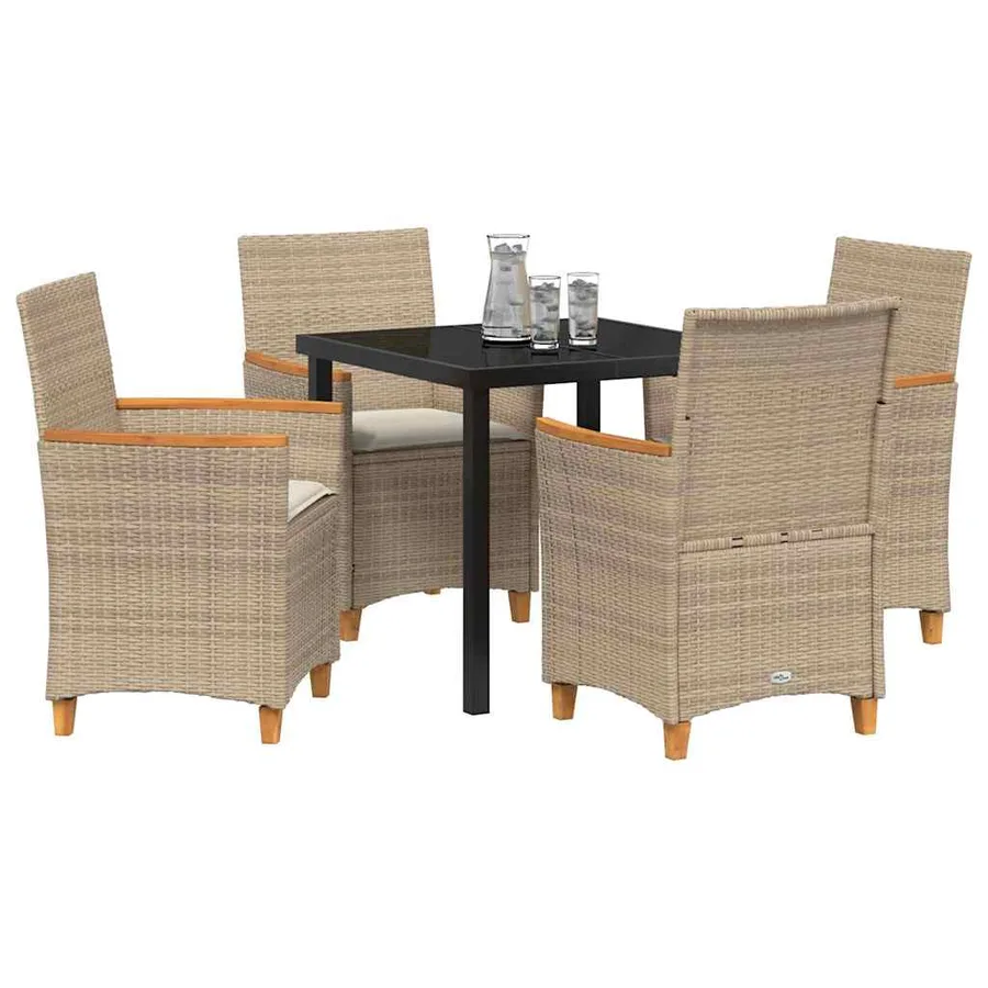 Ensemble de salle à manger pour jardin 5 pcs Beige polyrotin - 3