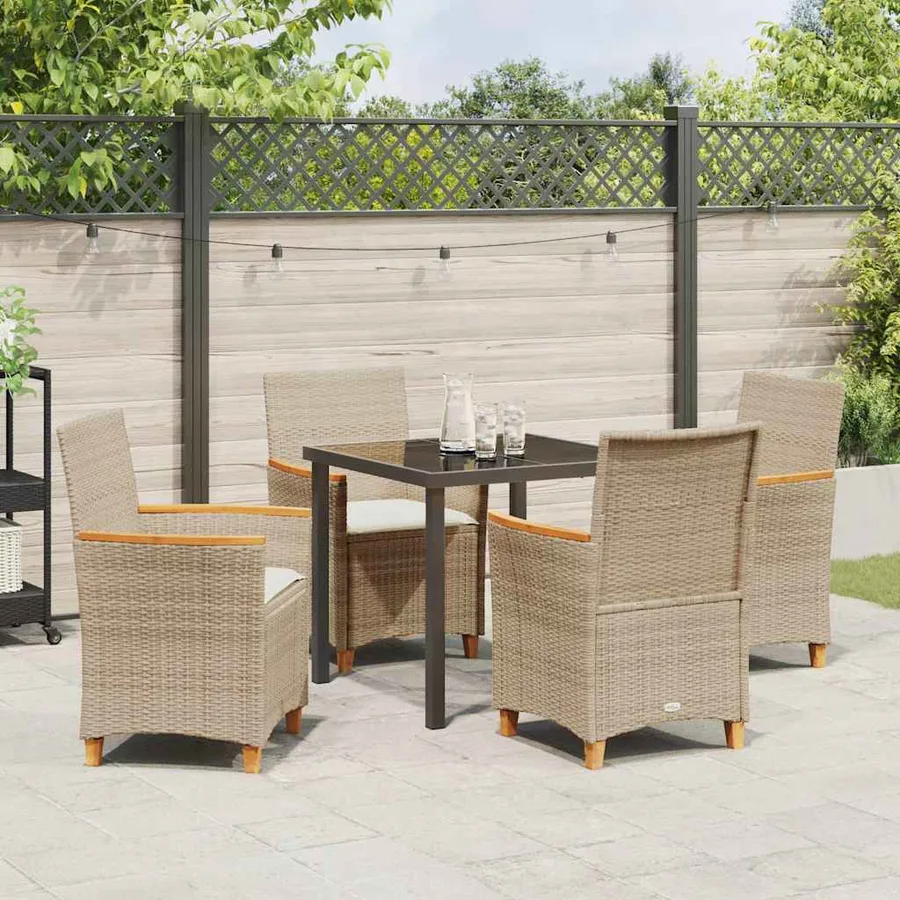 Ensemble de salle à manger pour jardin 5 pcs Beige polyrotin - 4