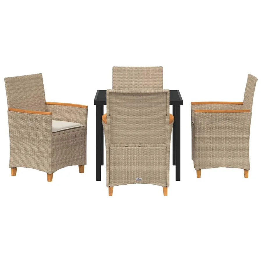 Ensemble de salle à manger pour jardin 5 pcs Beige polyrotin - 7