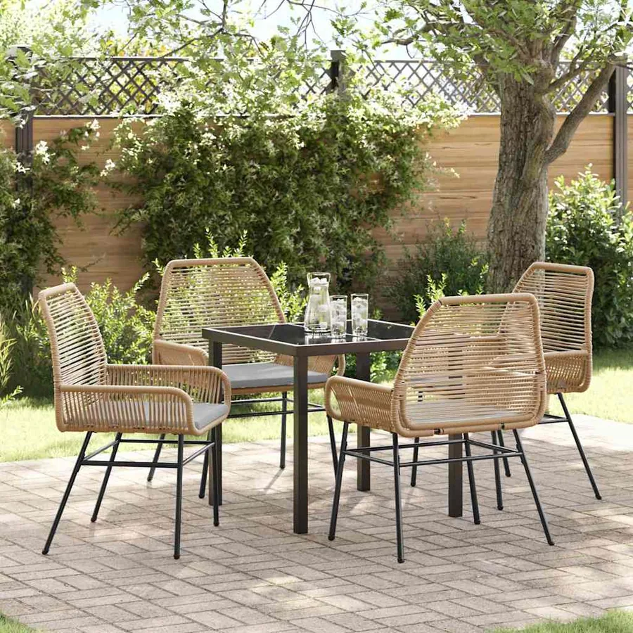 Ensemble de salle à manger pour jardin 5 pcs Marron polyrotin
