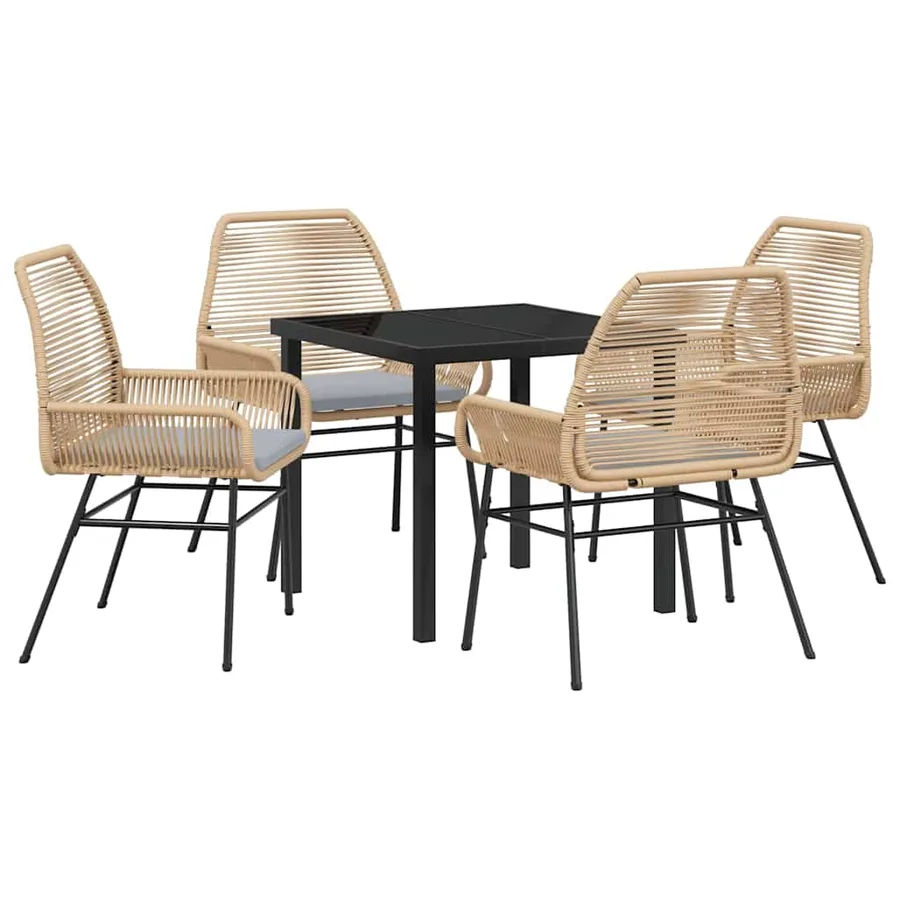 Ensemble de salle à manger pour jardin 5 pcs Marron polyrotin - 2