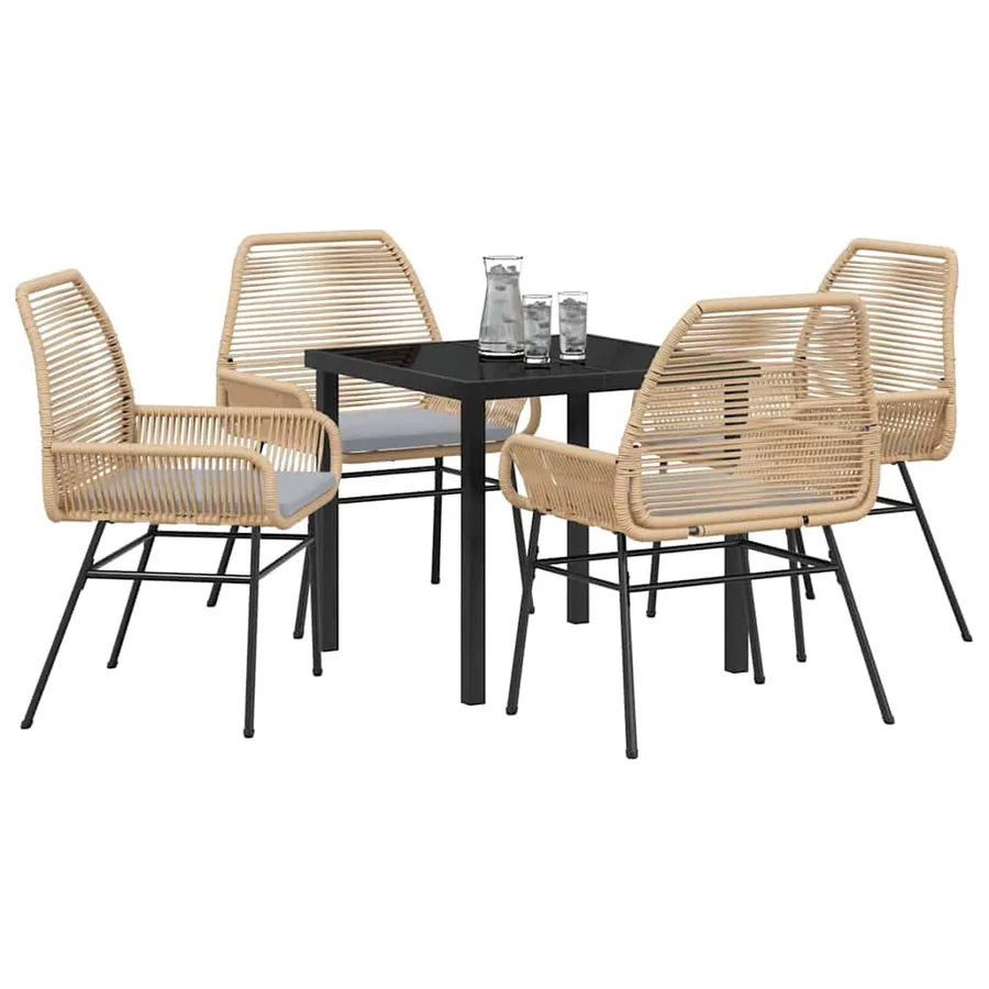 Ensemble de salle à manger pour jardin 5 pcs Marron polyrotin - 3