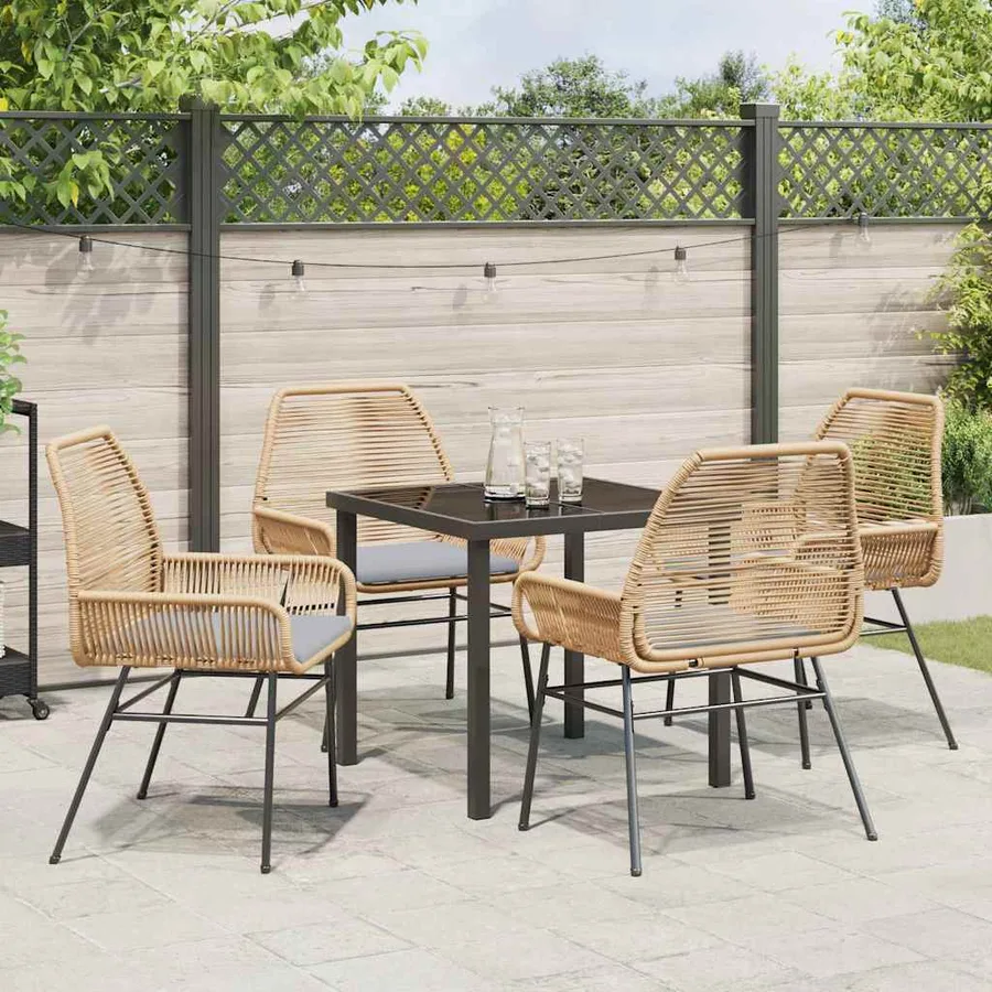 Ensemble de salle à manger pour jardin 5 pcs Marron polyrotin - 4