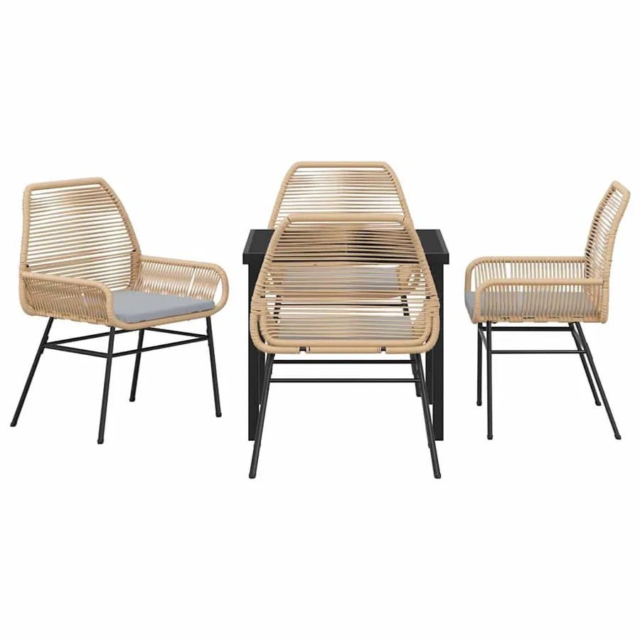 Ensemble de salle à manger pour jardin 5 pcs Marron polyrotin - 7