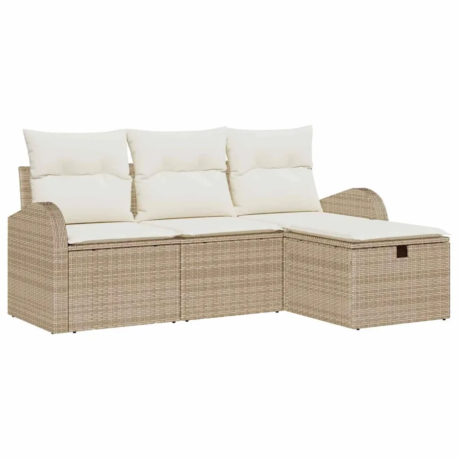 Ensemble de canapé de jardin 4 pcs Beige Poly rotin - 2