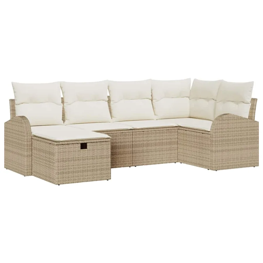 Ensemble de canapé de jardin 6 pcs Beige Poly rotin - 2