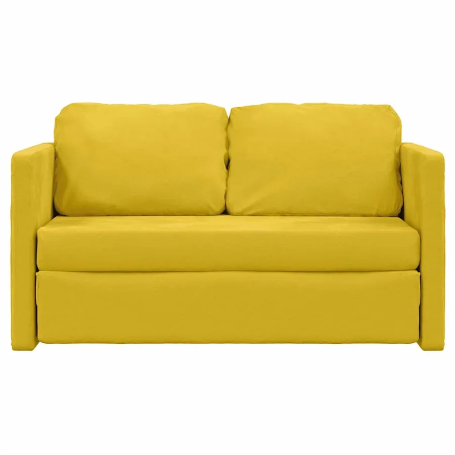Canapé-lit 2 en 1 jaune foncé 122x204x55 cm velours - 5