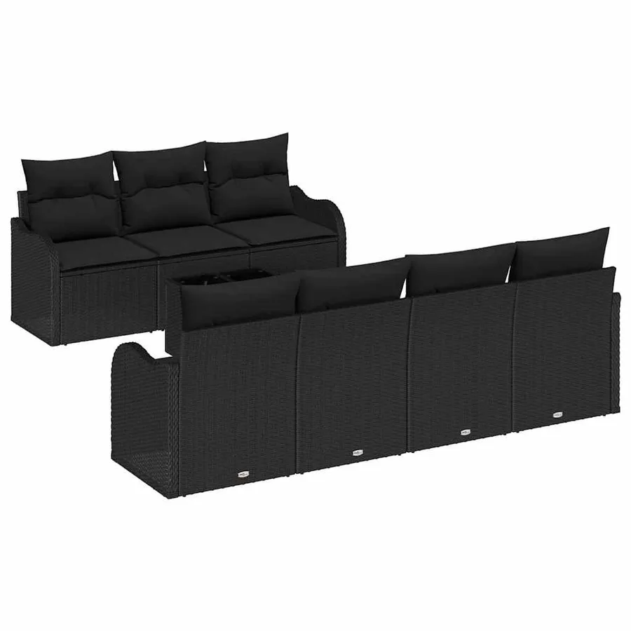 Ensemble de canapé de jardin avec coussin 8 pcs Noir - 2