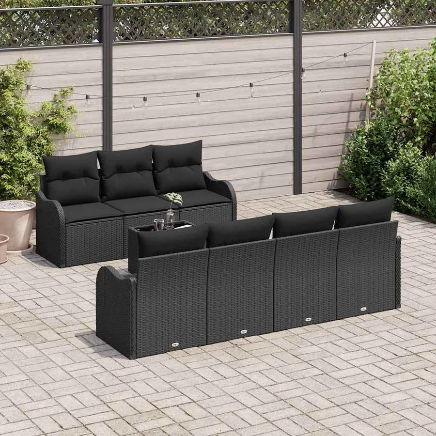 Ensemble de canapé de jardin avec coussin 8 pcs Noir - 3
