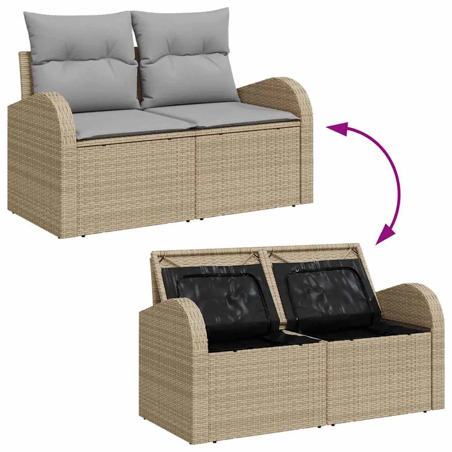Ensemble de Canapés 8 pcs Beige et gris clair polyrotin - 10
