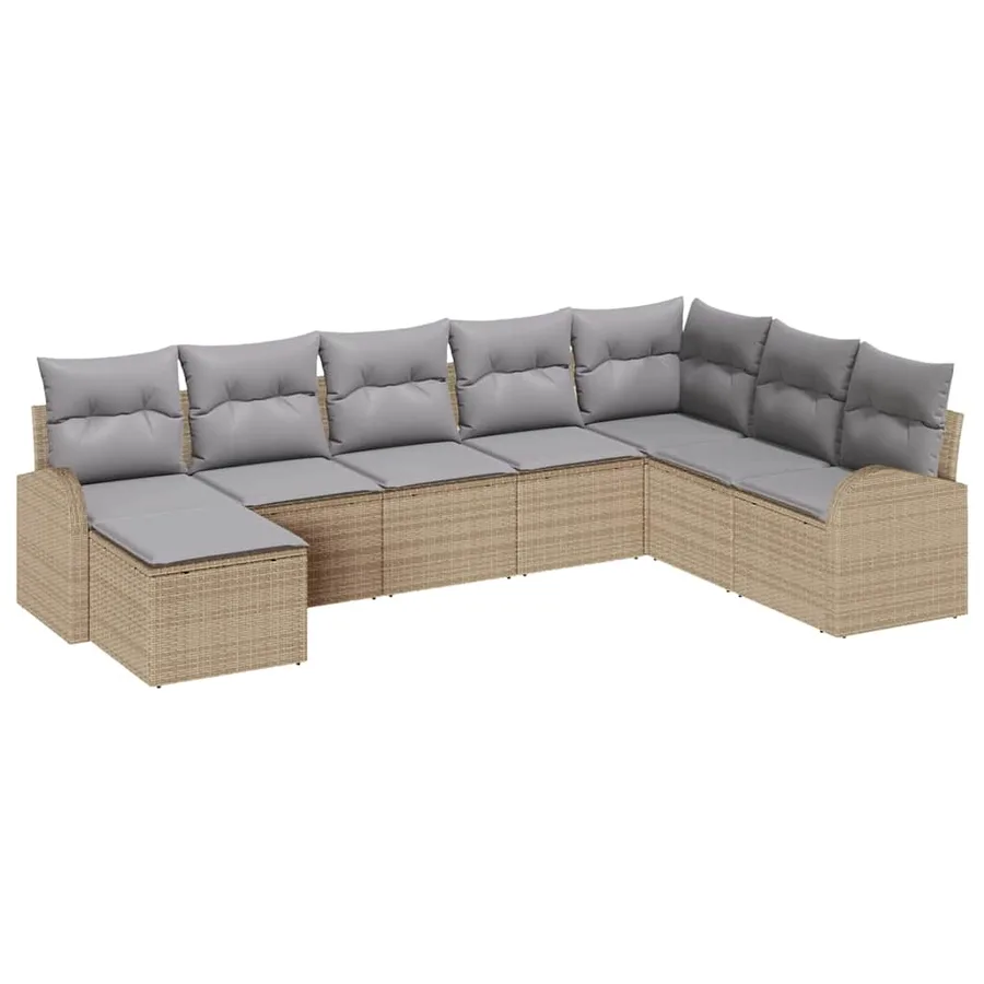 Ensemble de Canapés 8 pcs Beige et gris clair polyrotin - 2