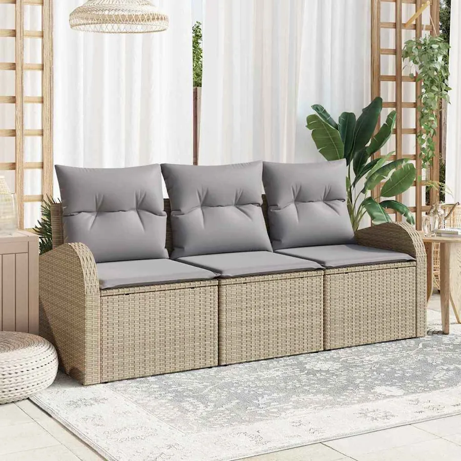 Ensemble de canapé de jardin Beige polyrotin
