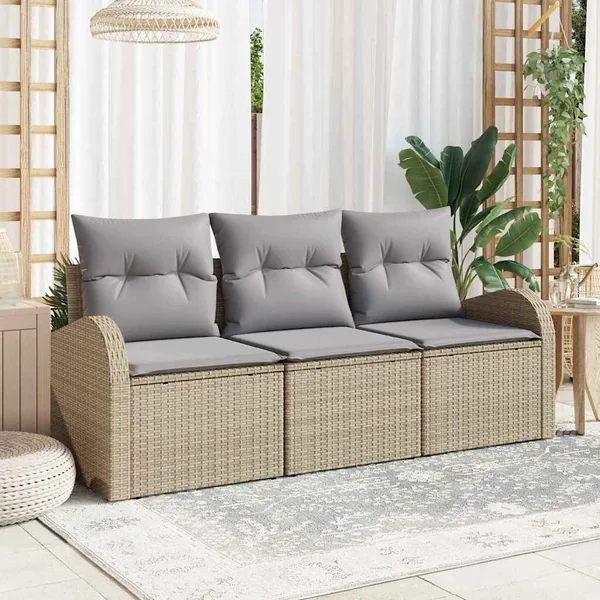 Ensemble de canapé de jardin Beige polyrotin