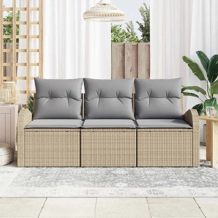 Ensemble de canapé de jardin Beige polyrotin - 3